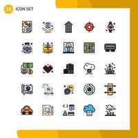 Pictogram Set of 25 Simple Filled line Flat Colors of maps gps seo store shop front Editable Vector Design Elements