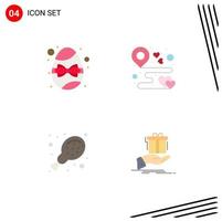 Pictogram Set of 4 Simple Flat Icons of birthday chicken egg love supermarket Editable Vector Design Elements