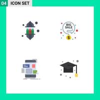 Pack of 4 creative Flat Icons of lantern drag lamp discount design Editable Vector Design Elements