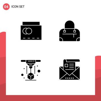 User Interface Pack of 4 Basic Solid Glyphs of beach laser summer modeling communication Editable Vector Design Elements