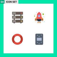 Set of 4 Vector Flat Icons on Grid for database help hosting startup ux Editable Vector Design Elements