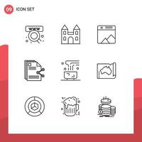 Outline Pack of 9 Universal Symbols of coffee share image sharing content Editable Vector Design Elements