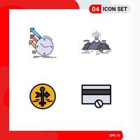 4 User Interface Filledline Flat Color Pack of modern Signs and Symbols of detection blast regularities hill guide Editable Vector Design Elements