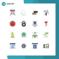 Set of 16 Modern UI Icons Symbols Signs for media mushroom space food ingredient sweets Editable Pack of Creative Vector Design Elements