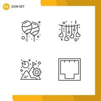 Pictogram Set of 4 Simple Filledline Flat Colors of balloon analysis party heart graph Editable Vector Design Elements