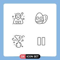 Group of 4 Filledline Flat Colors Signs and Symbols for confirm pollution egg burn control Editable Vector Design Elements