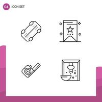 4 Thematic Vector Filledline Flat Colors and Editable Symbols of skate tool bookmark measure cereal Editable Vector Design Elements