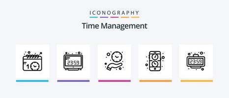 Time Management Line 5 Icon Pack Including notification. alert. sleep. up down. money. Creative Icons Design vector