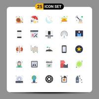 25 User Interface Flat Color Pack of modern Signs and Symbols of sand winner night king crown Editable Vector Design Elements