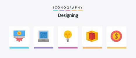 diseño plano 5 5 icono paquete incluso . dinero en efectivo. ligero. moneda. herramienta. creativo íconos diseño vector