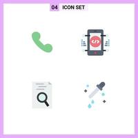 Pack of 4 creative Flat Icons of phone resume call online dropper Editable Vector Design Elements
