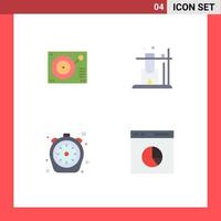 Pack of 4 Modern Flat Icons Signs and Symbols for Web Print Media such as deck food player science time Editable Vector Design Elements