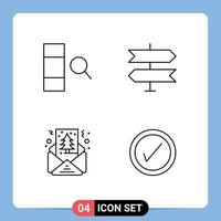 4 User Interface Line Pack of modern Signs and Symbols of column shapes direction card interface Editable Vector Design Elements