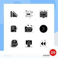Modern Set of 9 Solid Glyphs and symbols such as layout report swim agreement board Editable Vector Design Elements