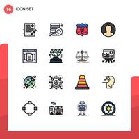 Set of 16 Modern UI Icons Symbols Signs for document archive shield user man Editable Creative Vector Design Elements