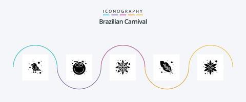 brasileño carnaval glifo 5 5 icono paquete incluso . flor. flor. Rosa. pluma vector