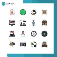 Modern Set of 16 Flat Color Filled Lines Pictograph of app pertinent multimedia idea marketing Editable Creative Vector Design Elements