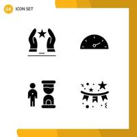 Set of 4 Modern UI Icons Symbols Signs for built deadline motivation speed optimization Editable Vector Design Elements