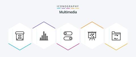 Multimedia 25 Line icon pack including . . toggle. sync. backup vector