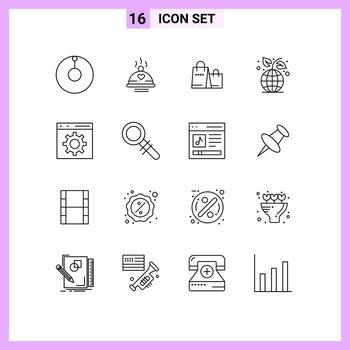 16 Outline concept for Websites Mobile and Apps development coding handbag plant ecology Editable Vector Design Elements