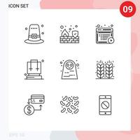 Set of 9 Vector Outlines on Grid for halloween character travel article camping backpack Editable Vector Design Elements