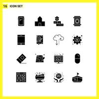 Stock Vector Icon Pack of 16 Line Signs and Symbols for space danger christian building barrel school Editable Vector Design Elements