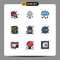 Set of 9 Modern UI Icons Symbols Signs for box ui heard menu thanksgiving Editable Vector Design Elements