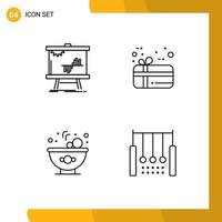 4 Creative Icons Modern Signs and Symbols of business food graph holiday acrobatic Editable Vector Design Elements