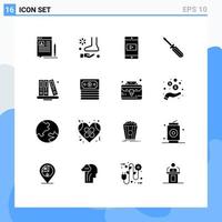 Stock Vector Icon Pack of 16 Line Signs and Symbols for repair driver spa screw mobile application Editable Vector Design Elements