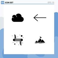 4 User Interface Solid Glyph Pack of modern Signs and Symbols of cloud safety arrow victorinox mountain Editable Vector Design Elements