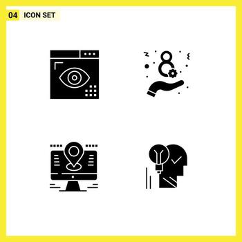 conjunto de vector sólido glifos en cuadrícula para codificación computadora página ocho lcd editable vector diseño elementos