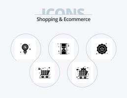 Shopping and Ecommerce Glyph Icon Pack 5 Icon Design. star. badge. dollar. shopping. hour vector