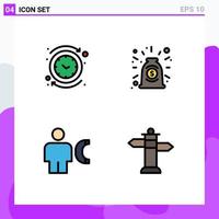 4 Filledline Flat Color concept for Websites Mobile and Apps backward avatar reverse collaboration call Editable Vector Design Elements