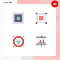 Group of 4 Flat Icons Signs and Symbols for finance quality board box bar Editable Vector Design Elements