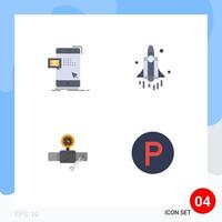 Set of 4 Modern UI Icons Symbols Signs for bulk pipe mail rocket construction Editable Vector Design Elements