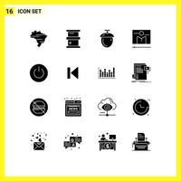 Stock Vector Icon Pack of 16 Line Signs and Symbols for power interface nuts player media Editable Vector Design Elements