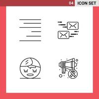 Stock Vector Icon Pack of 4 Line Signs and Symbols for align element email message awareness Editable Vector Design Elements