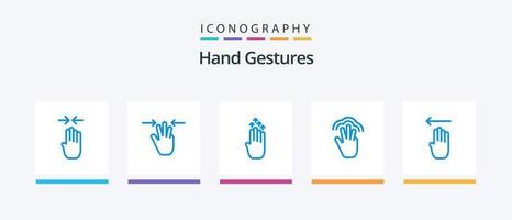 Hand Gestures Blue 5 Icon Pack Including multiple touch. hand. finger. gestures. up. Creative Icons Design vector