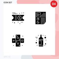 4 User Interface Solid Glyph Pack of modern Signs and Symbols of discount horoscope data report zodiac Editable Vector Design Elements