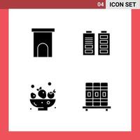 Modern Set of 4 Solid Glyphs Pictograph of architecture berries property battery drink Editable Vector Design Elements