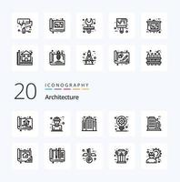 20 Architecture Line icon Pack like creative architect concept construction building vector