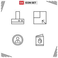 Line Pack of 4 Universal Symbols of extractor people layout avatar profile Editable Vector Design Elements