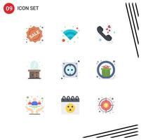 Pack of 9 creative Flat Colors of stock computer communication cable living Editable Vector Design Elements