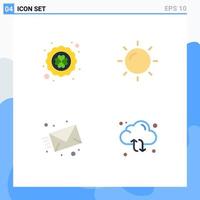 Pictogram Set of 4 Simple Flat Icons of clover mail poker sun web Editable Vector Design Elements