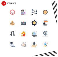 Universal Icon Symbols Group of 16 Modern Flat Colors of idea box figure clock time Editable Pack of Creative Vector Design Elements