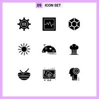 User Interface Pack of 9 Basic Solid Glyphs of moon planet coin crypto currency coin Editable Vector Design Elements