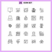 25 User Interface Line Pack of modern Signs and Symbols of laptop internet valentines globe watch Editable Vector Design Elements