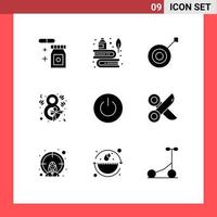 9 Universal Solid Glyph Signs Symbols of on ribbon archery tulip eight Editable Vector Design Elements