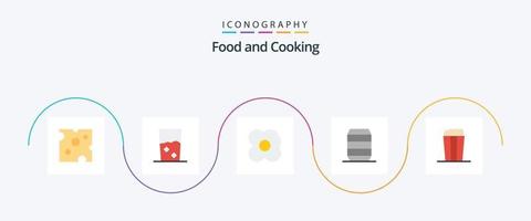 comida plano 5 5 icono paquete incluso maíz. alimento. colocar. rápido alimento. bebidas vector