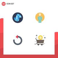 Set of 4 Vector Flat Icons on Grid for earth reload internet login repeat Editable Vector Design Elements